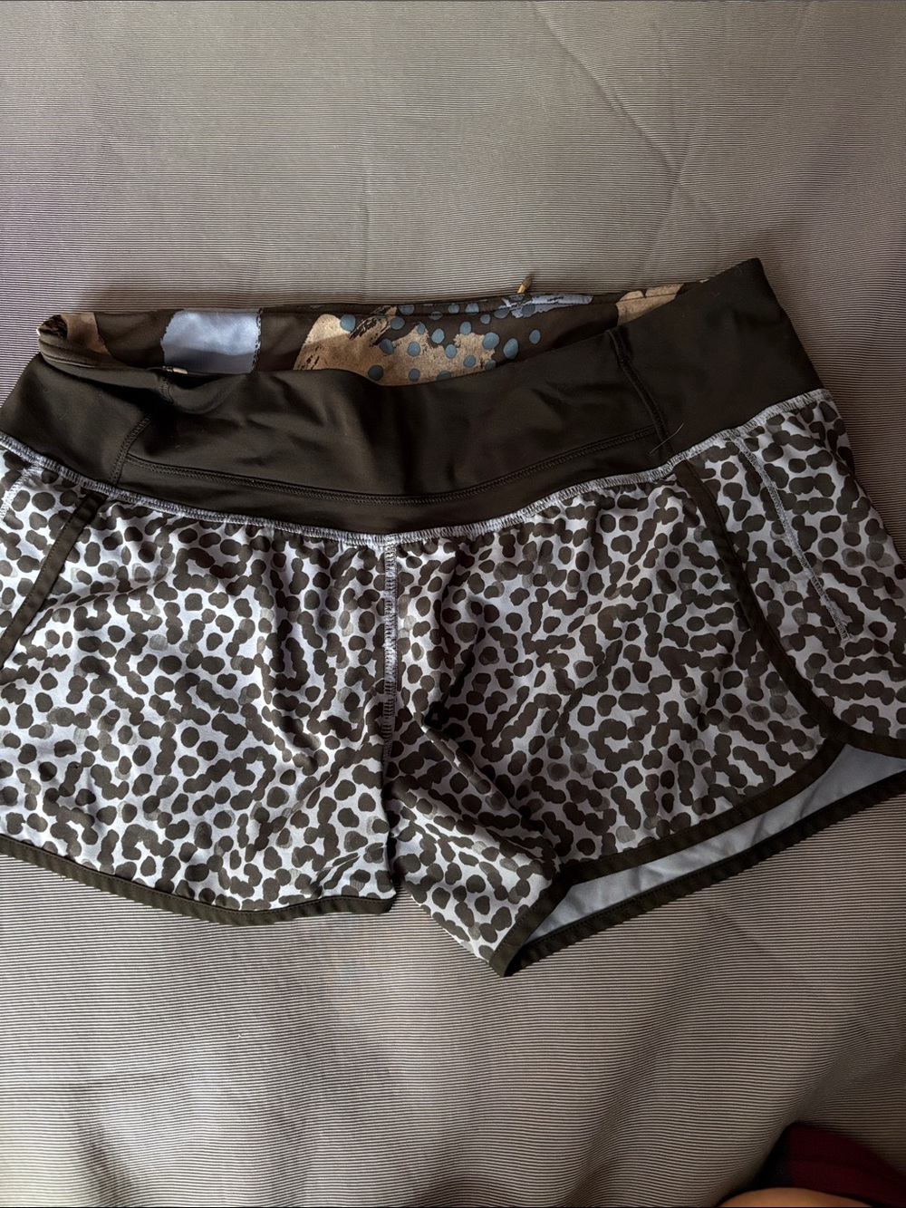 Lululemon Women’s Olive Leopard Print Running Shorts
